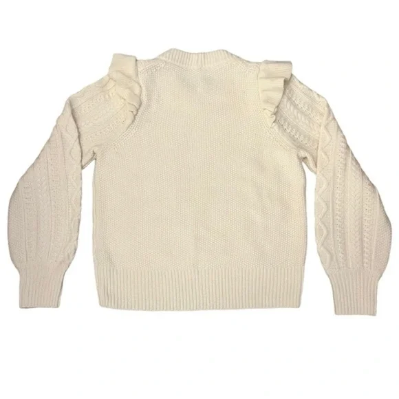 Madewell Hollydene Ruffle Shoulder Merino Wool Pullover Sweater in Antique Cream - Picture 7 of 15